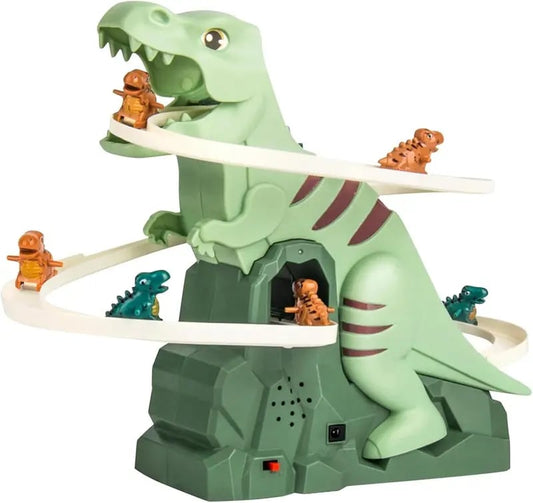 🔥LAST DAY 49% OFF-🦖 Dinosaur Chasing Race Track 5 Mini Dino Cars & Flexible Race Track Set with Light and Music