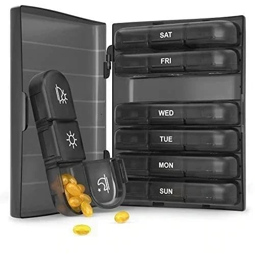 (🔥 Summer Hot Sale - Save 48% OFF) 21 Grid Black Pill Box Sorting Box, Buy 2 Free Shipping
