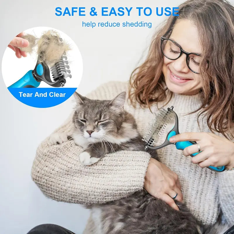 The Last Brush You'll Ever Need 🐾🐱 Double-Sided Pet Grooming Rake