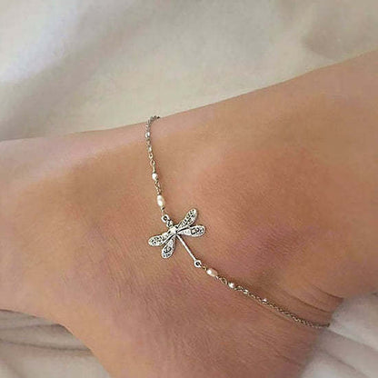 BUY 1 GET 1 FREE TODAY🥳SILVER DRAGONFLY ANKLET WITH PEARL(47% OFF🔥)