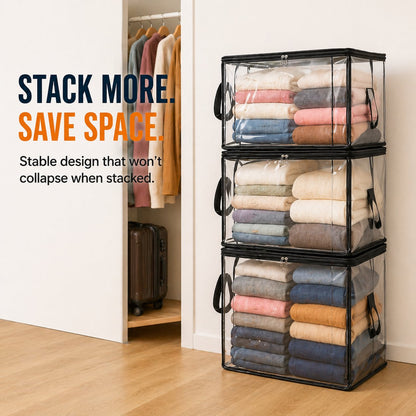 🔥Last Day 49% OFF📦Portable Large Heavy-Duty Thick Plastic Clear Storage Box with Hinged Lid | Home, Travel & Camping