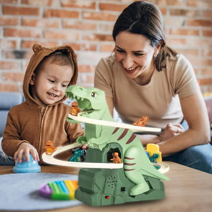 🔥LAST DAY 49% OFF-🦖 Dinosaur Chasing Race Track 5 Mini Dino Cars & Flexible Race Track Set with Light and Music