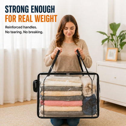 🔥Last Day 49% OFF📦Portable Large Heavy-Duty Thick Plastic Clear Storage Box with Hinged Lid | Home, Travel & Camping