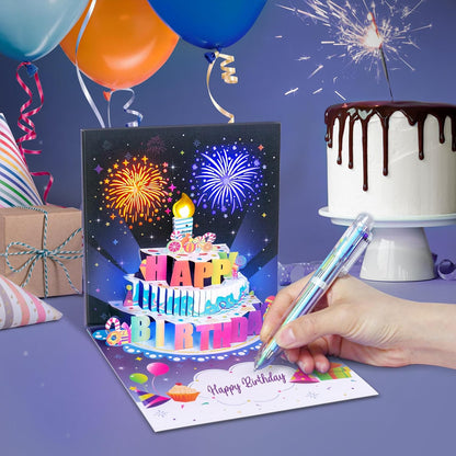 🔥LAST DAY 49% OFF-Birthday Cards With Fireworks & Pop Up Cake & Blowable Light and Music