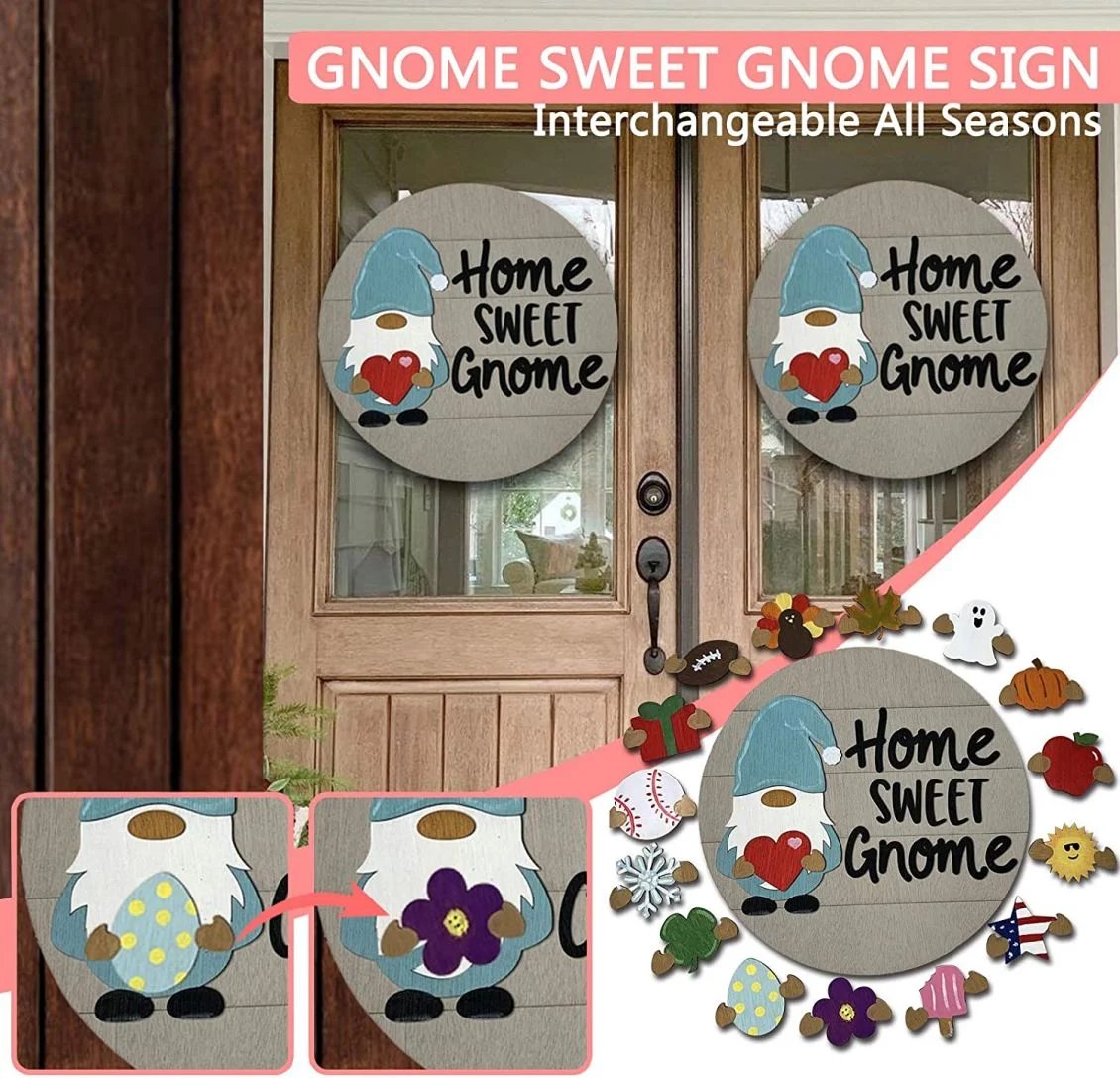 🎉Promotion-49% OFF 🎉-Cute 3D Seasonal Interchangeable Gnome Door Hanger