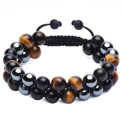 Triple Protection Bracelet - Genuine Tiger Eye Agate & Black Gallstone - The Perfect Gift