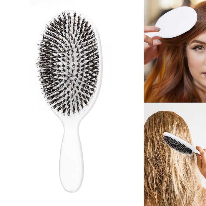 🔥LAST DAY 49% OFF- Smoother, Stronger, Shinier Hair - Boar Bristle Brush with Nylon Bristles and Microsphere Massaging Tips