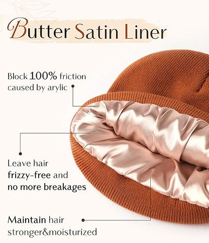🔥LAST DAY 49% OFF- Satin Lined Knit Beanie Hat