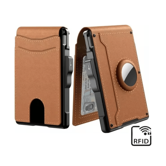 🔥LAST DAY 49% OFF- Wallet for Men - with Pop Up Aluminum Case Money Clip Slim Leather Slots Credit Card Holder RFID Blocking Bifold Minimalist Wallet