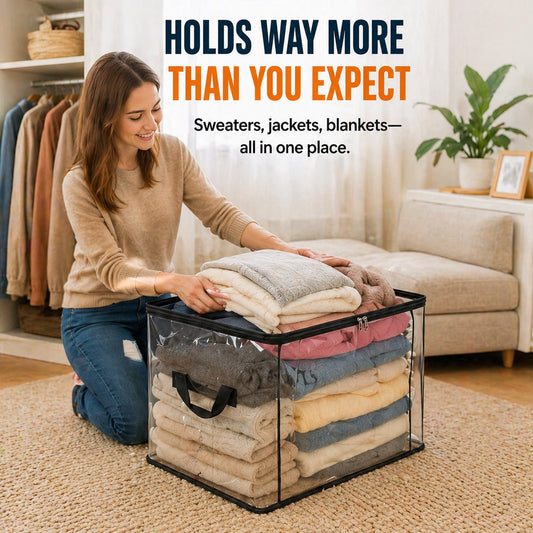 🔥Last Day 49% OFF📦Portable Large Heavy-Duty Thick Plastic Clear Storage Box with Hinged Lid | Home, Travel & Camping