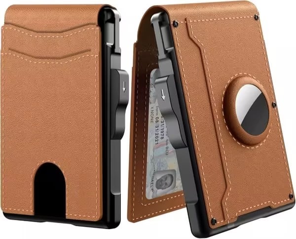 🔥LAST DAY 49% OFF- Wallet for Men - with Pop Up Aluminum Case Money Clip Slim Leather Slots Credit Card Holder RFID Blocking Bifold Minimalist Wallet