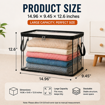 🔥Last Day 49% OFF📦Portable Large Heavy-Duty Thick Plastic Clear Storage Box with Hinged Lid | Home, Travel & Camping