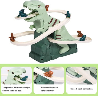 🔥LAST DAY 49% OFF-🦖 Dinosaur Chasing Race Track 5 Mini Dino Cars & Flexible Race Track Set with Light and Music