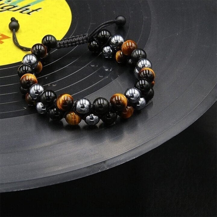Triple Protection Bracelet - Genuine Tiger Eye Agate & Black Gallstone - The Perfect Gift