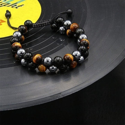 Triple Protection Bracelet - Genuine Tiger Eye Agate & Black Gallstone - The Perfect Gift