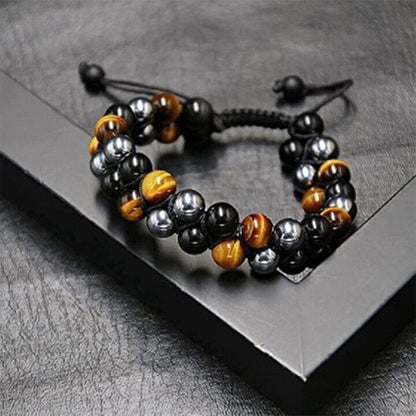 Triple Protection Bracelet - Genuine Tiger Eye Agate & Black Gallstone - The Perfect Gift