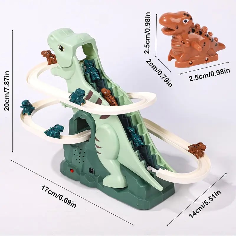 🔥LAST DAY 49% OFF-🦖 Dinosaur Chasing Race Track 5 Mini Dino Cars & Flexible Race Track Set with Light and Music