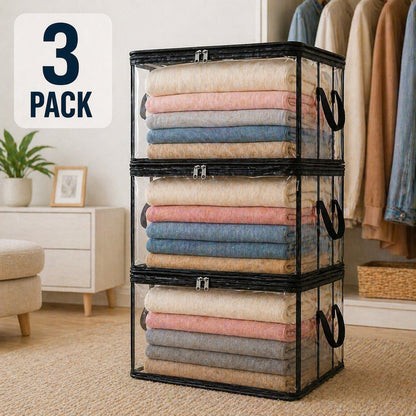 🔥Last Day 49% OFF📦Portable Large Heavy-Duty Thick Plastic Clear Storage Box with Hinged Lid | Home, Travel & Camping