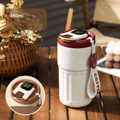 Coffee thermos with temperature display
